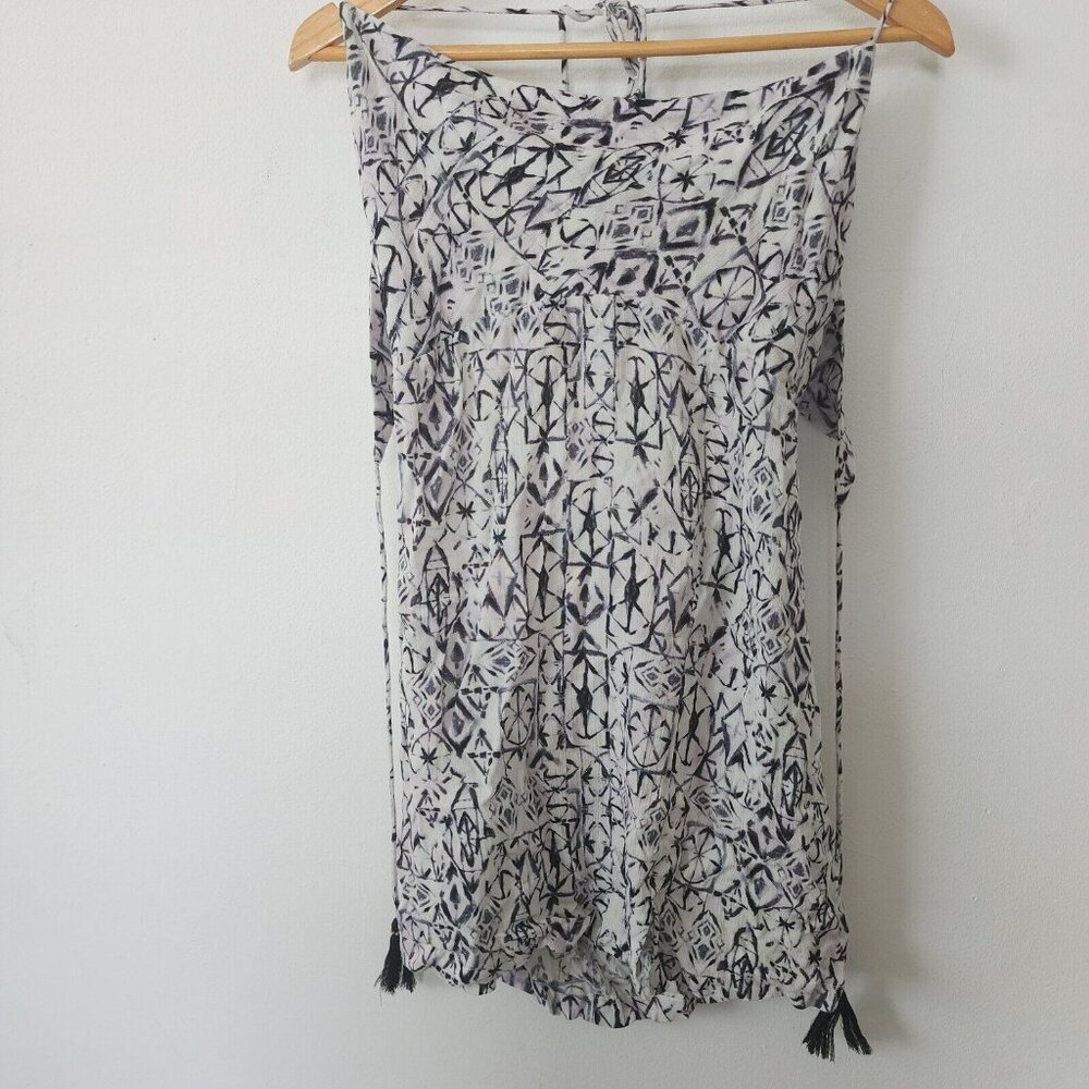 Skylar Madison Romper Small Black Gray Geometric Pattern Tie Dye